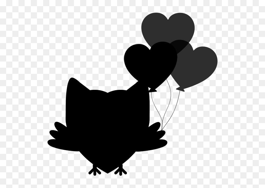 Owl With Balloons Png Silhouette - Illustration, Transparent Png - black balloons png