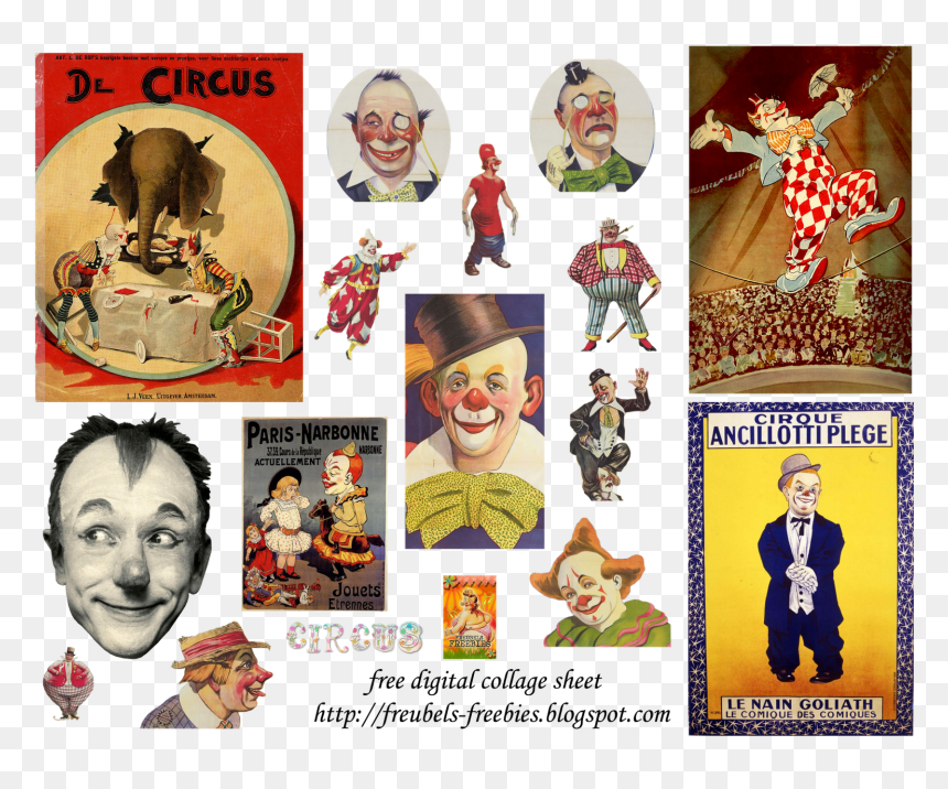 Vintage Clowns Printable Vintage Clown, Vintage Paper, - Collage, HD Png Download - vintage paper png