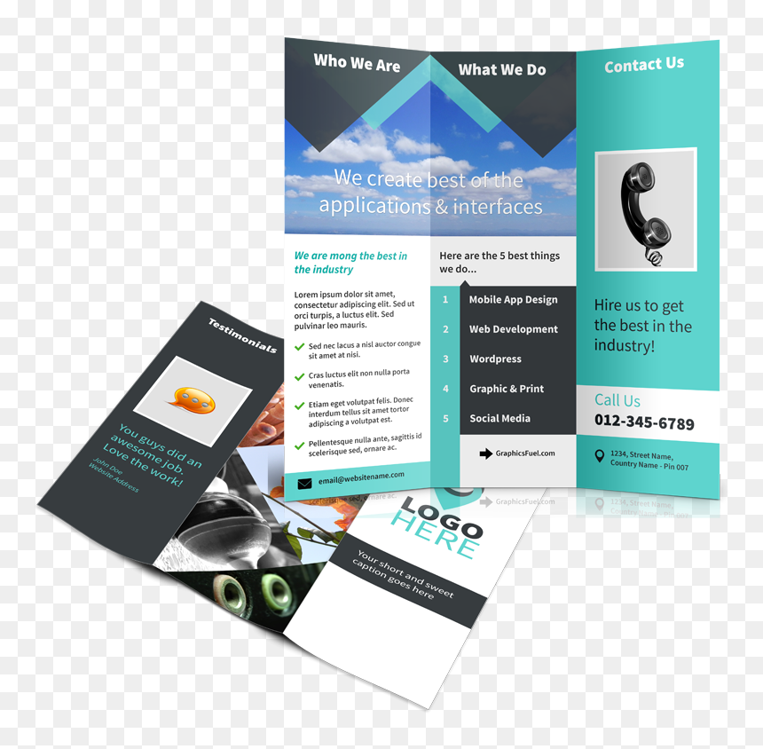 Trifold Brochure Mockup Psd Free, HD Png Download - brochures png