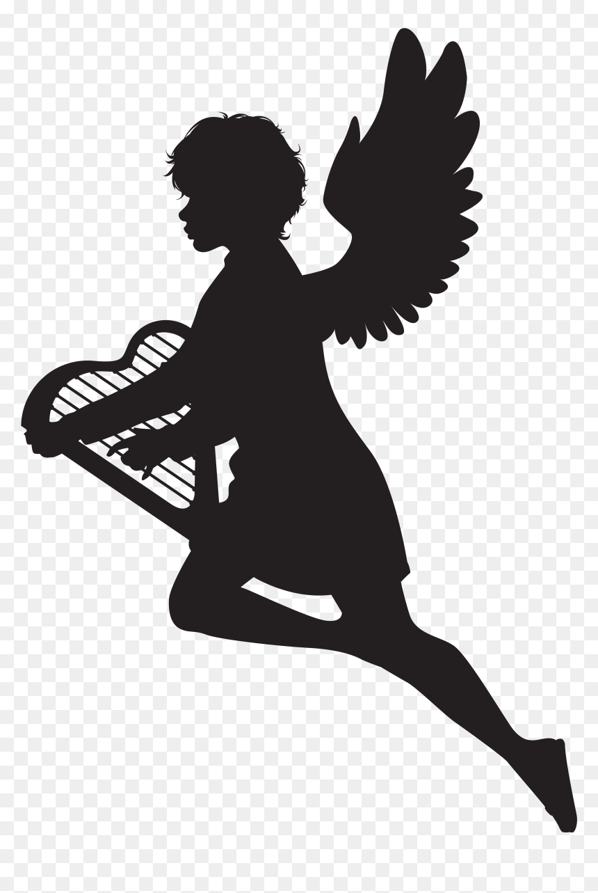 Clip Art Clip Black And - Angel Silhouette Png, Transparent Png - lyre png