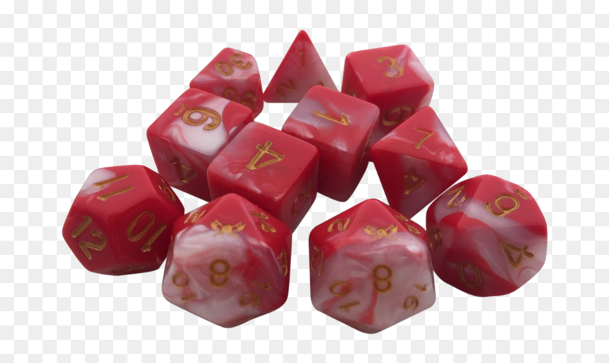 Huntress- Red And White Swirl Color With Gold Numbers - Red White Swirl Dice, HD Png Download - gold dice png