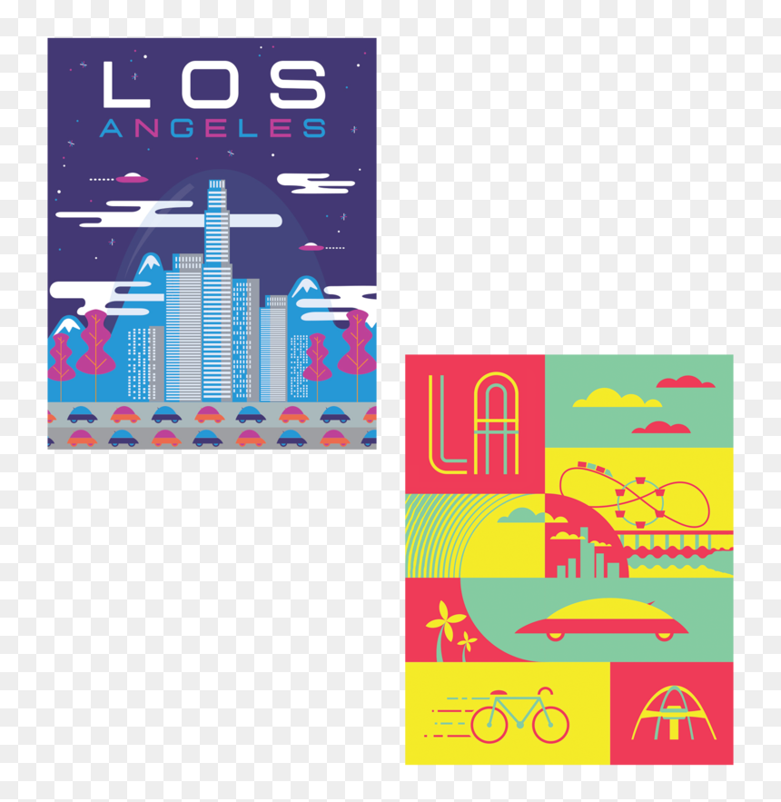 Los Angeles Retro Future Art Print - Graphic Design, HD Png Download - future city png