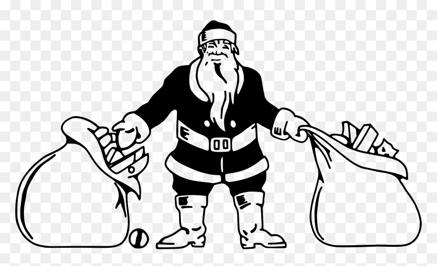 Santa With Toys Clip Arts - Christmas Clipart Black And White Clips Christmas, HD Png Download - toys clipart png