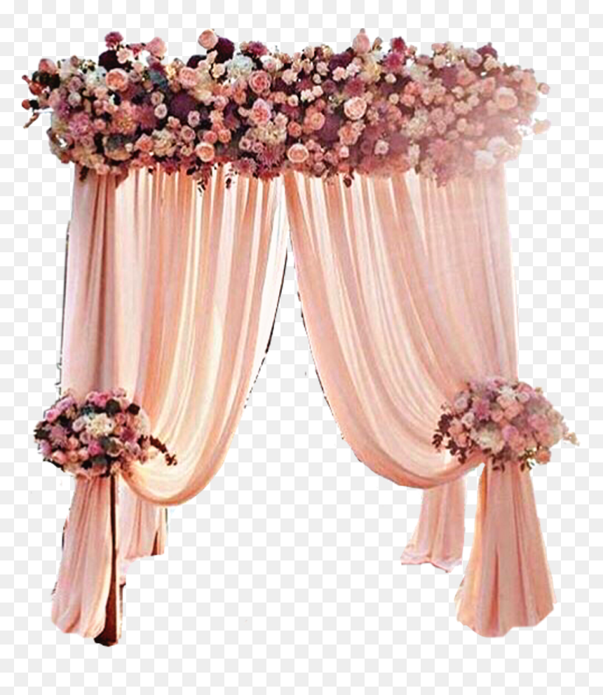 Curtain Drapes Cloth Flowers Wedding Arch Beautiful - Rose Gold Dusty Pink Wedding, HD Png Download - wedding arch png