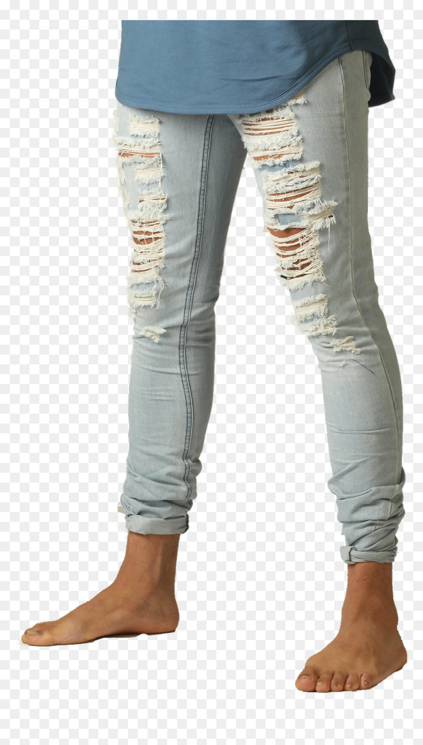 Emente Blue Wash Shredded Jeans"
 Class= - Pocket, HD Png Download - ripped jeans png