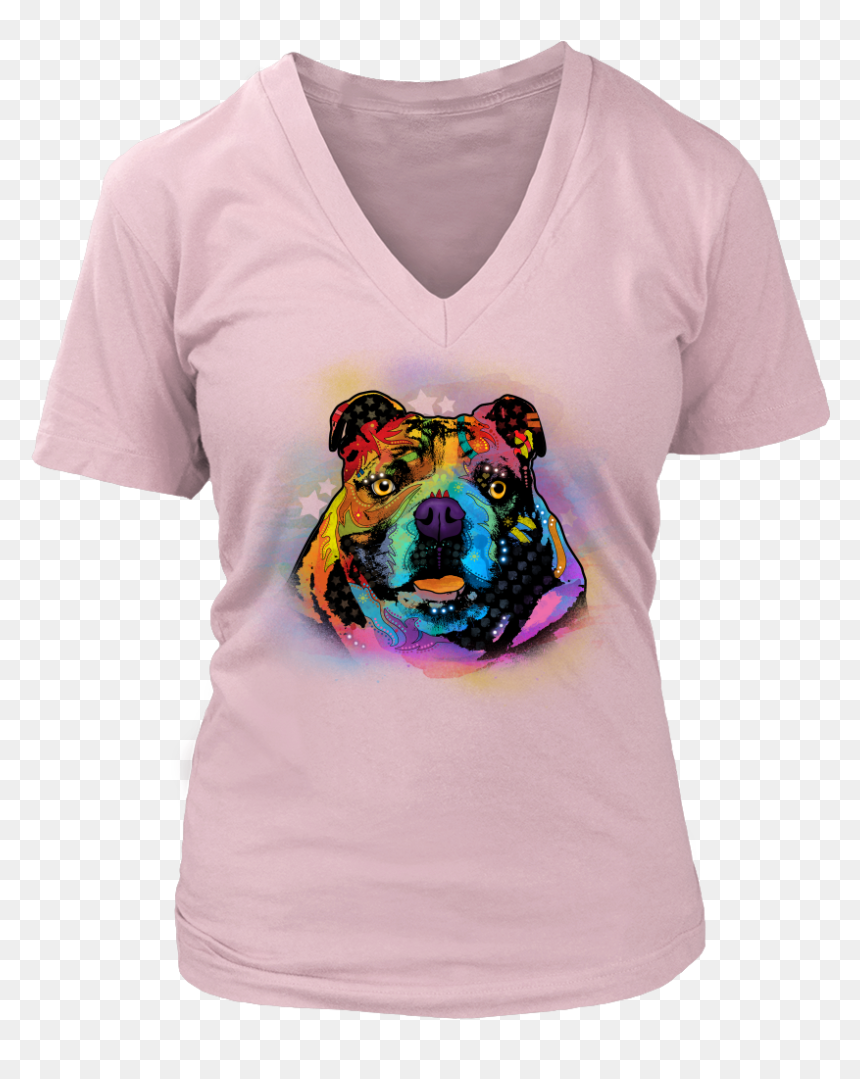 English Bulldog Lover Women"s V-neck Tee - T-shirt, HD Png Download - english bulldog png