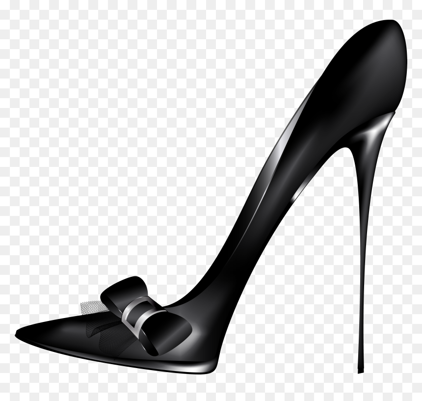 Black High Heels With Bow Png Clip Art - Black High Heel Png, Transparent Png - heel png