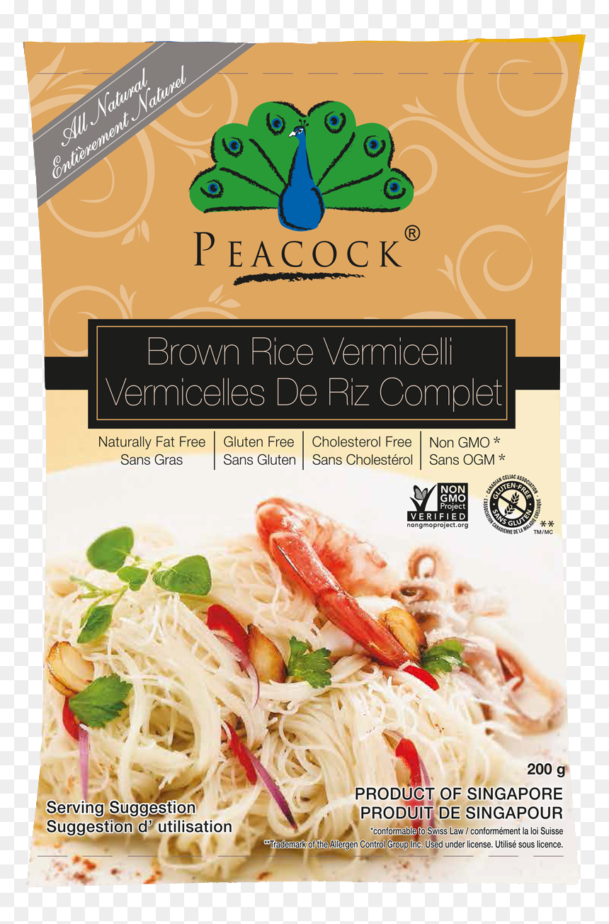 Brown Rice Vermicelli - Peacock Brown Rice Vermicelli, HD Png Download - brown rice png