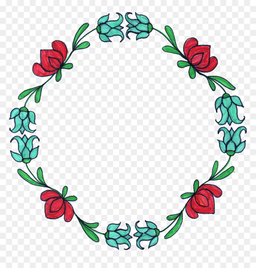 Floral Circle Drawing Png, Transparent Png - floral border png