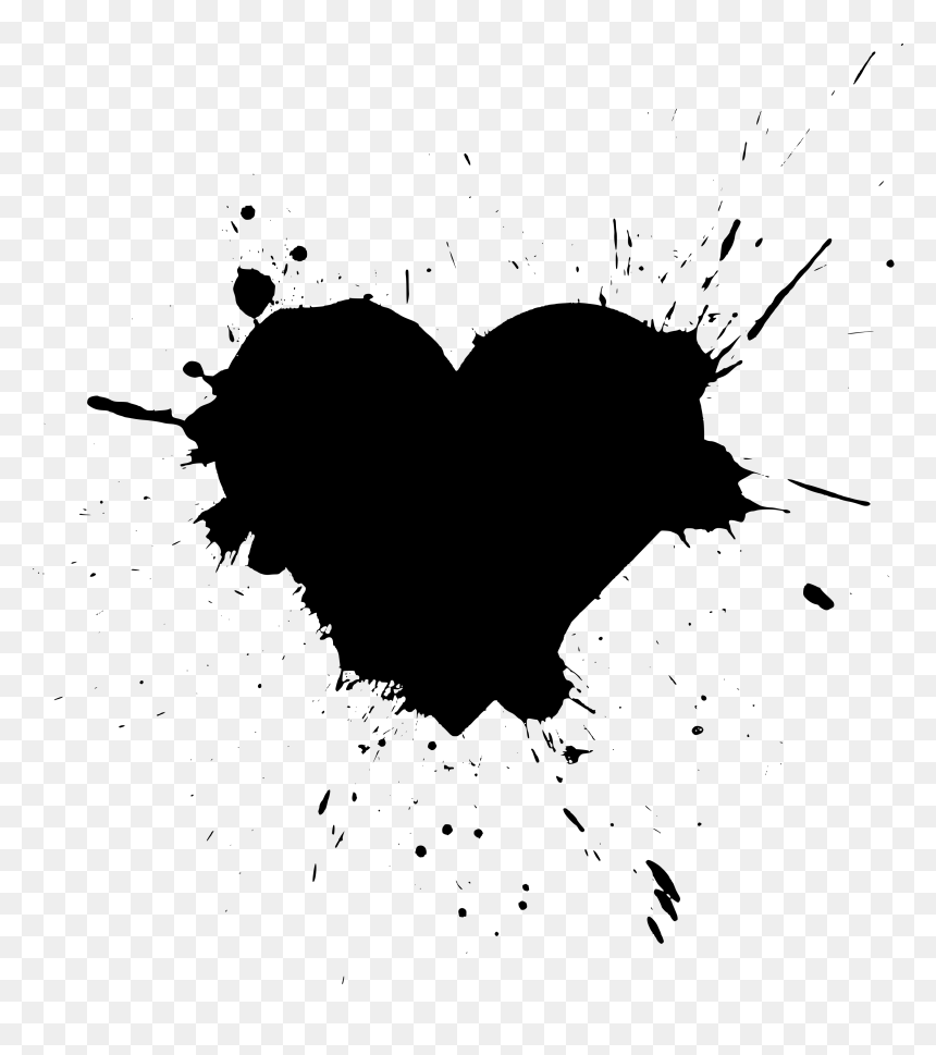Black Paint Splatter Heart, HD Png Download - black heart png