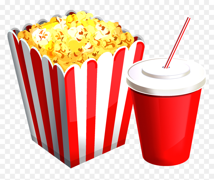 Transparent Popcorn And Drink Clipart, HD Png Download - popcorn transparent png
