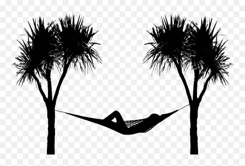 Hammock Silhouette By Karen Arnold - Person In Hammock Silhouette, HD Png Download - palm tree .png