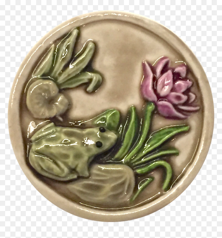Frog, Purple Flower, Lilypad Art Button, 1-3/8" - Flower, HD Png Download - lilypad png