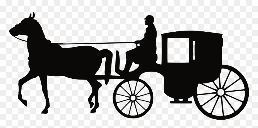 Png Black And White Man Carriage Big Image- - Horse And Buggy Clip Art, Transparent Png - covered wagon png