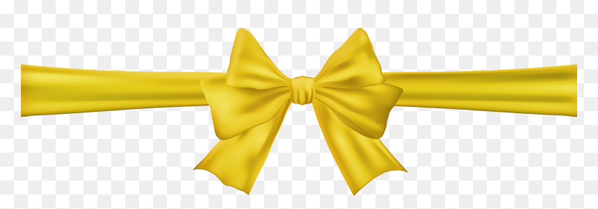 Bow With Ribbon Yellow Clip Art Image - Transparent Yellow Bow, HD Png Download - bow tie clipart png