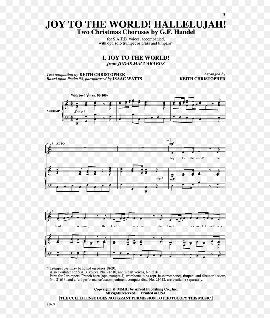 Thumbnail Joy To The World Hallelujah - Sheet Music, HD Png Download - joy to the world png