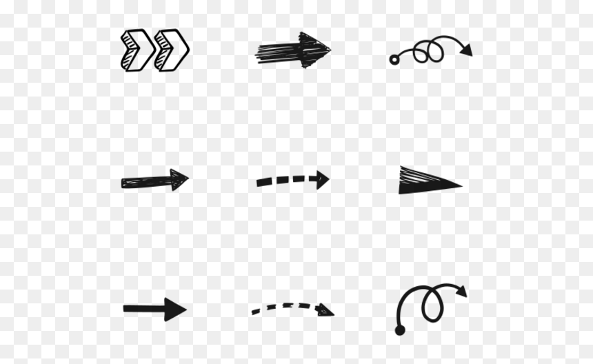 Monochrome, HD Png Download - white hand drawn arrow png