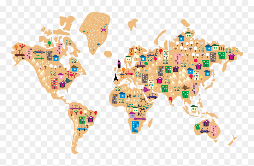 World Map For Baby Room, HD Png Download - mapamundi png