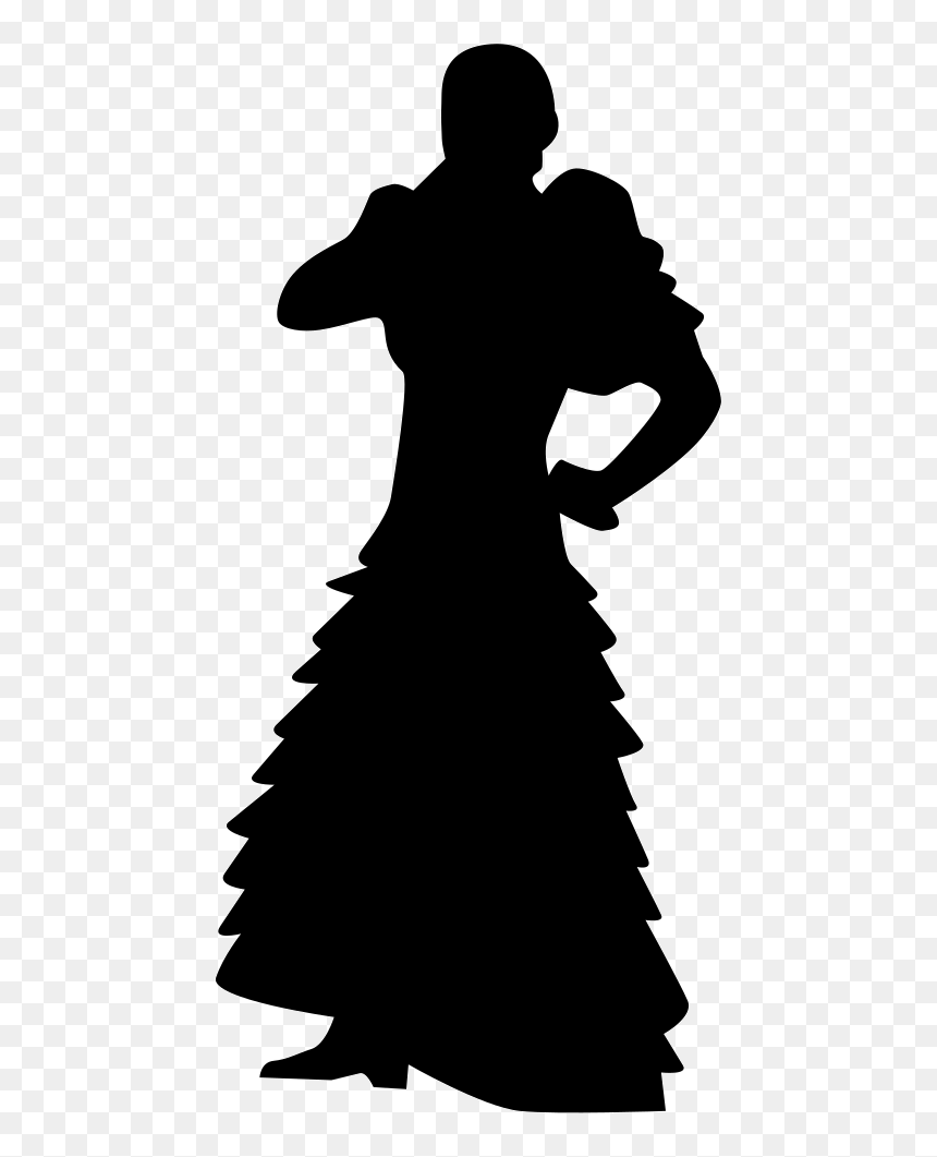 Flamenco Female Woman With Long Dress, HD Png Download - woman in dress silhouette png