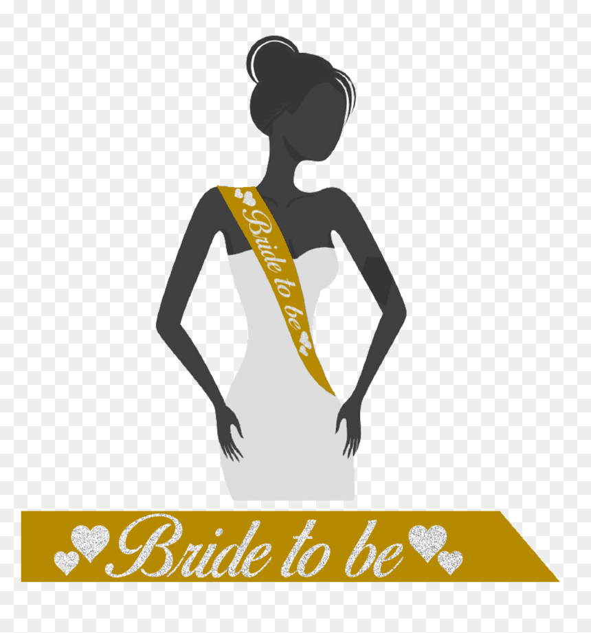 Personalized Bride To Be Sash Gold & Silver - Women Dress Silhouette Painting, HD Png Download - woman in dress silhouette png