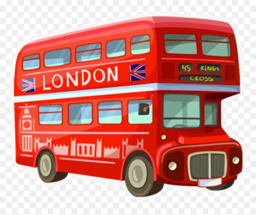 #autobus #bus - Double Decker Bus Cartoon, HD Png Download - autobus png