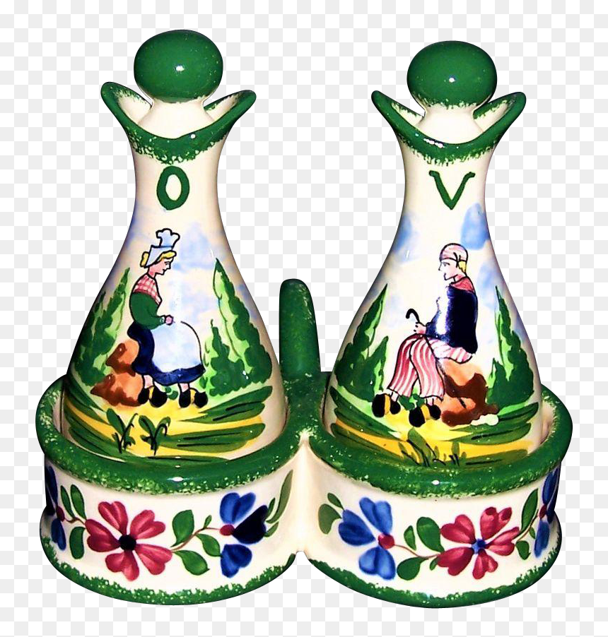 Vintage Faience Pottery Cruet Set Desvres France, HD Png Download - mostacho png