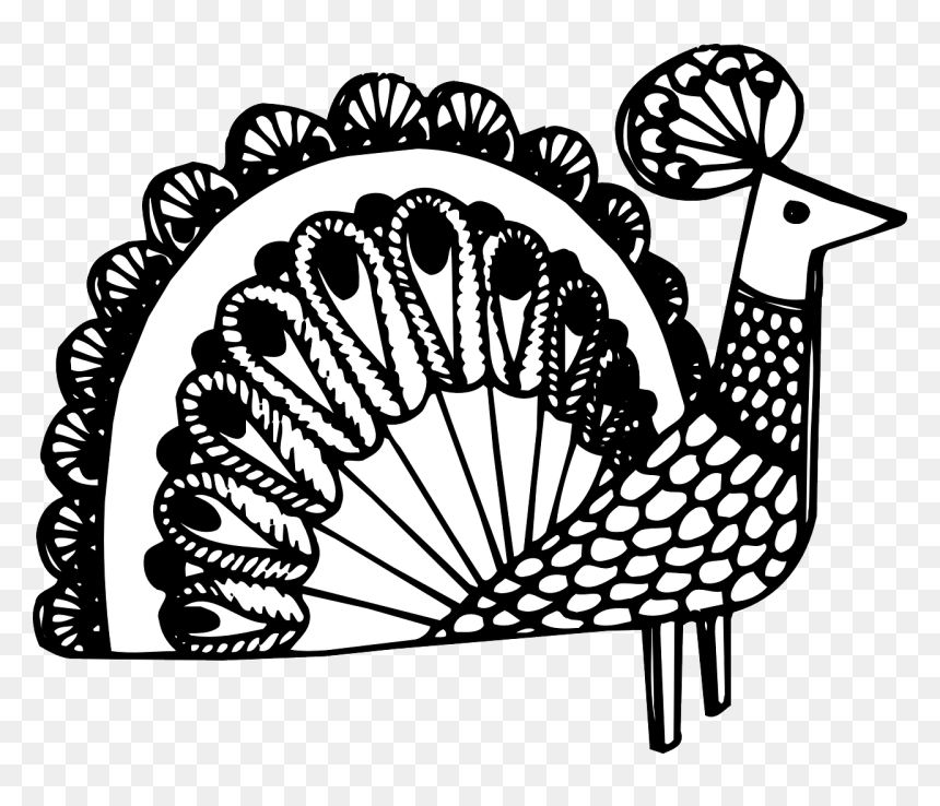 Free Black And White Clipart Of Peacock, HD Png Download - peacock.png