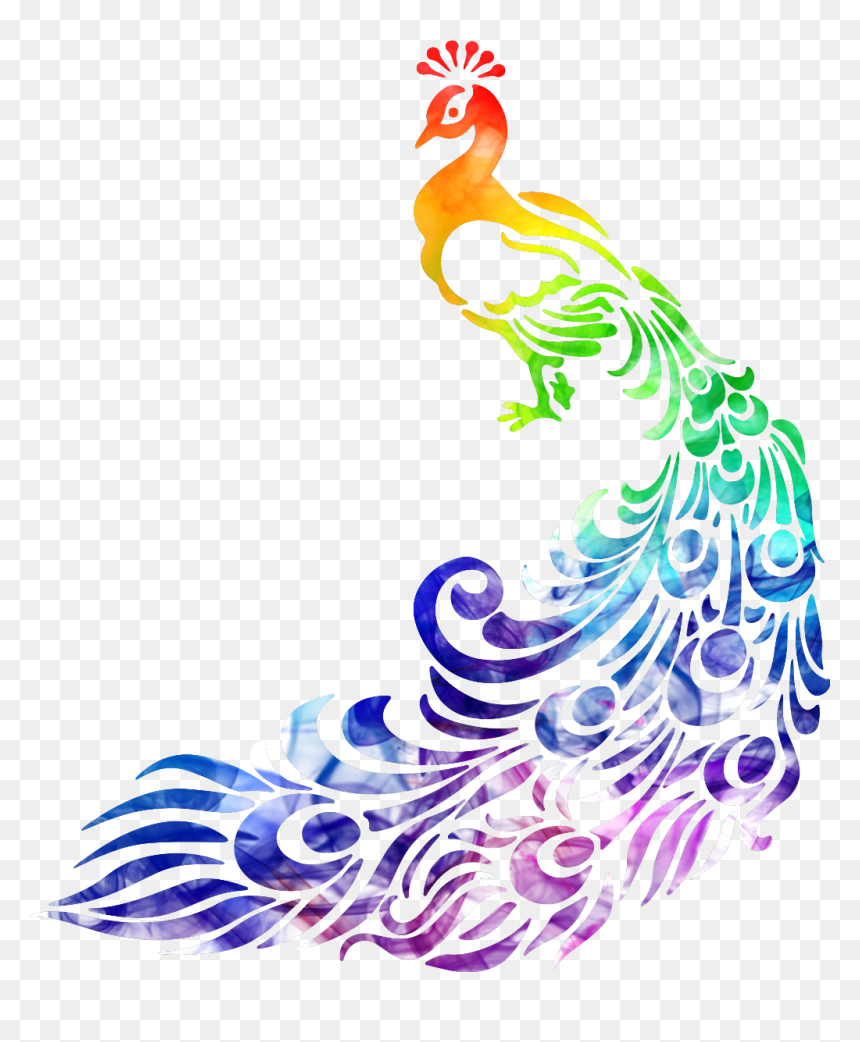#peacock #rainbow - National Bird Of India Black And White, HD Png Download - peacock.png
