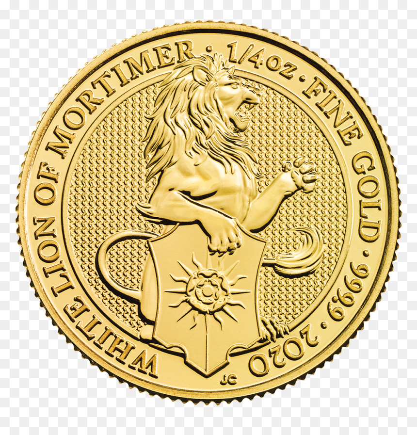 2020 1/4 Oz Great Britain The Queen’s Beasts - White Lion Of Mortimer Coin, HD Png Download - gold coin png image