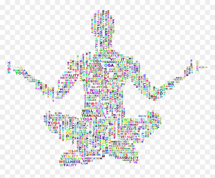 Yoga Pose Word Cloud Prismatic Clip Arts - Spiritual Word, HD Png Download - ayurveda symbol png