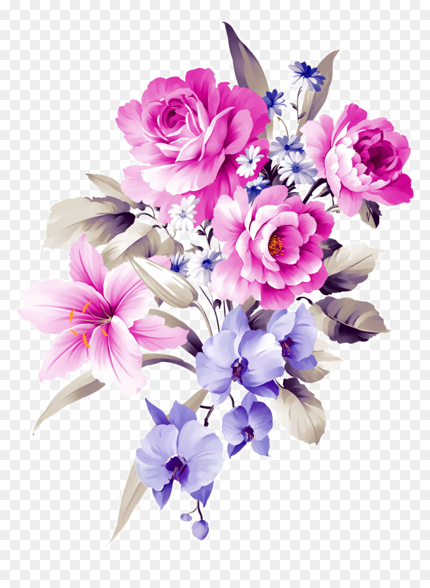 Flower Bouquet Shamrock Cut Design Bouquets Floral - Beautiful Flower With Butterfly, HD Png Download - flower boquet png