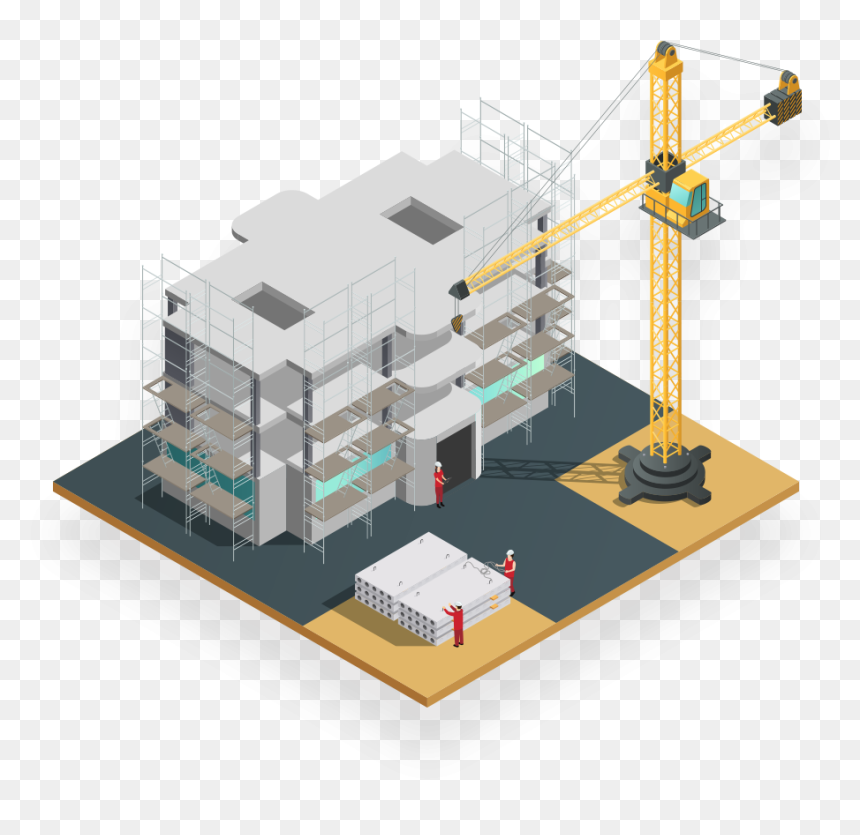 Infor Erp Cloud Software For The Construction Industry - Isometric Building Construction, HD Png Download - construction png images