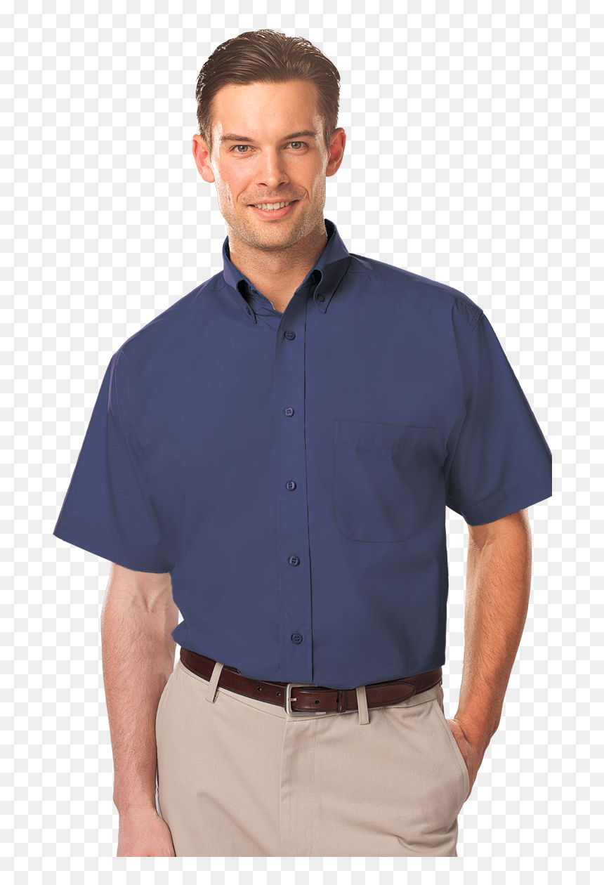 Men"s S/s Light Weight Poplin Shirt - Dress Shirt, HD Png Download - mens dress png