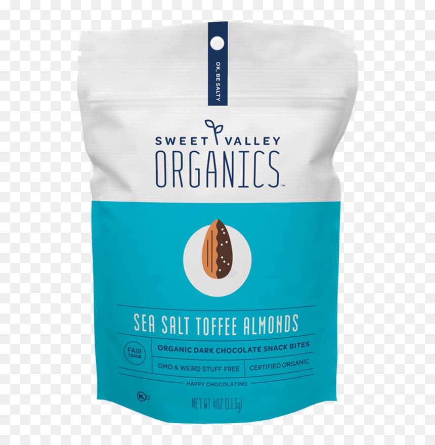 Sea Salt Toffee Almonds Organic Dark Chocolate Snack - Food, HD Png Download - single almond png