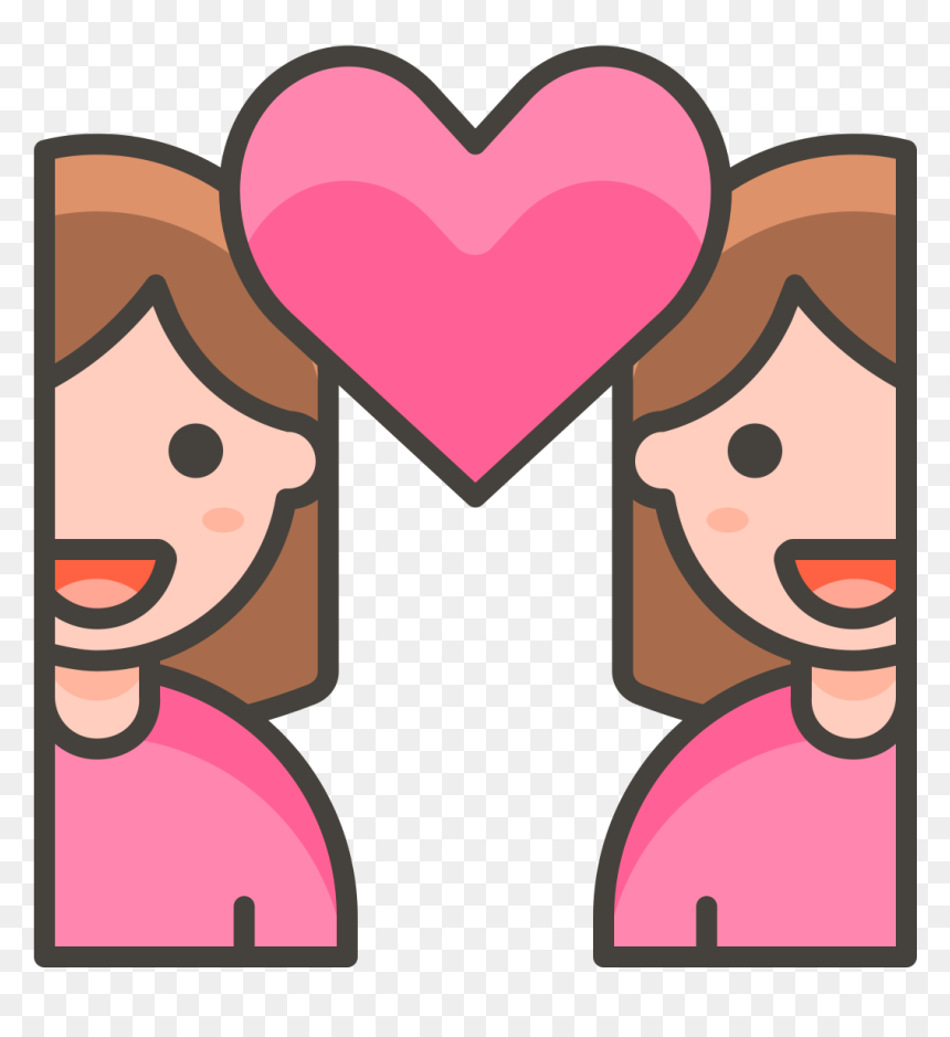 296 Couple With Heart Woman Woman - Raise Hand Cartoon Png, Transparent Png - couple heart png