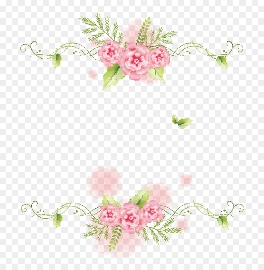 Transparent Flores Animadas Png - Green And Pink Floral Border, Png Download - png for photoscape