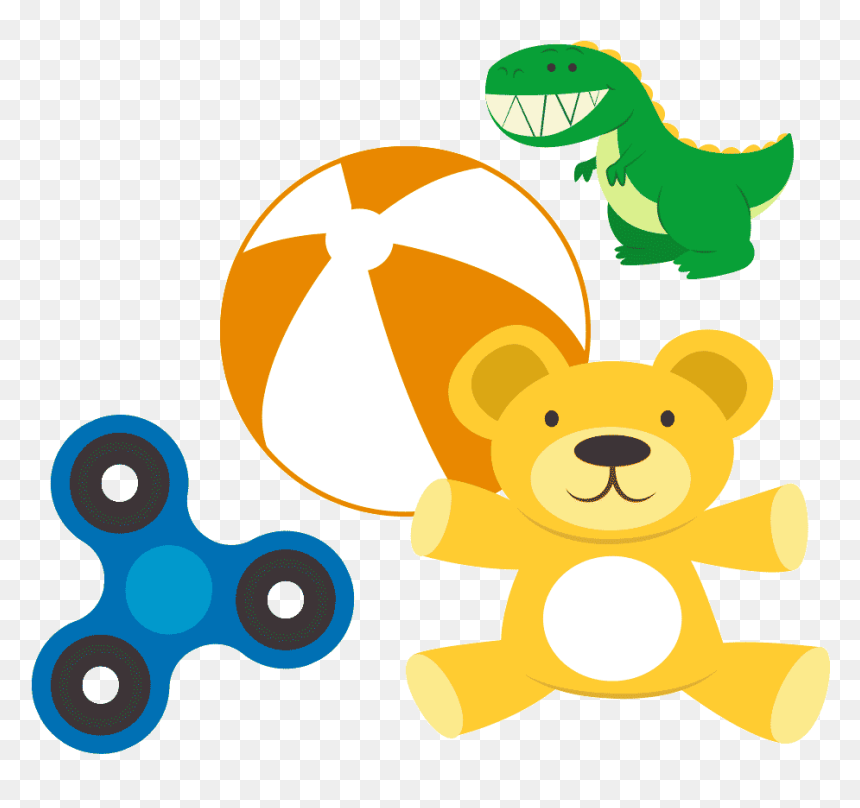 A Cartoon Blue Fidget Spinner, A Yellow Teddy Bear, - Toy, HD Png Download - blue teddy bear png