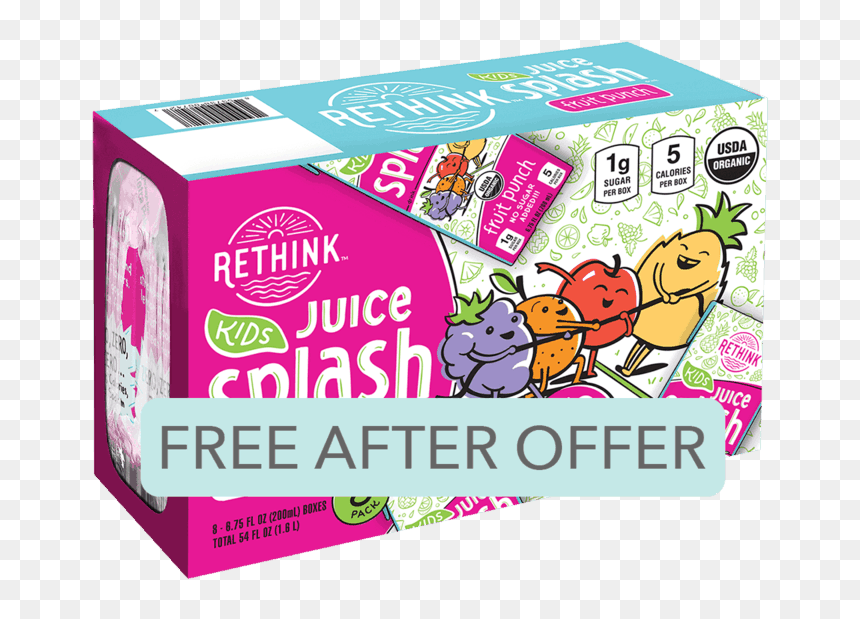 Pink Splash Png -rethink™ Kids Juice Splash Offer - Organic Certification, Transparent Png - box image png