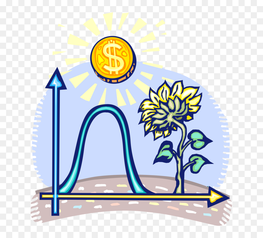 Vector Illustration Of Financial Growth Graph With, HD Png Download - blue flower vector png