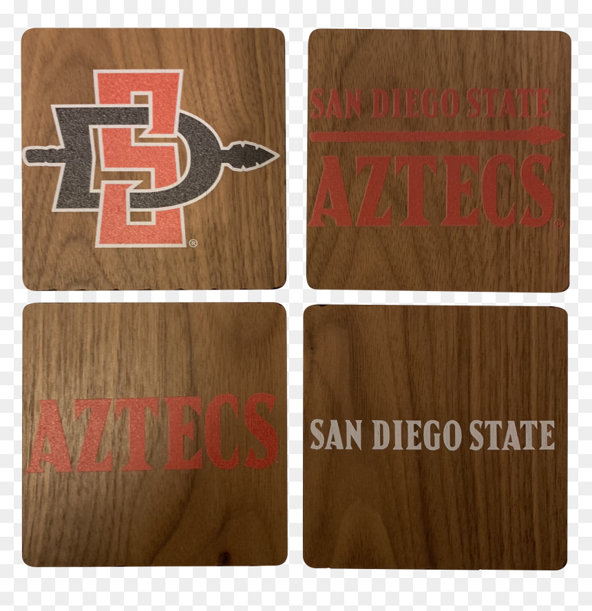 San Diego State University Walnut Coaster Set"
 Class= - Plywood, HD Png Download - san diego state logo png