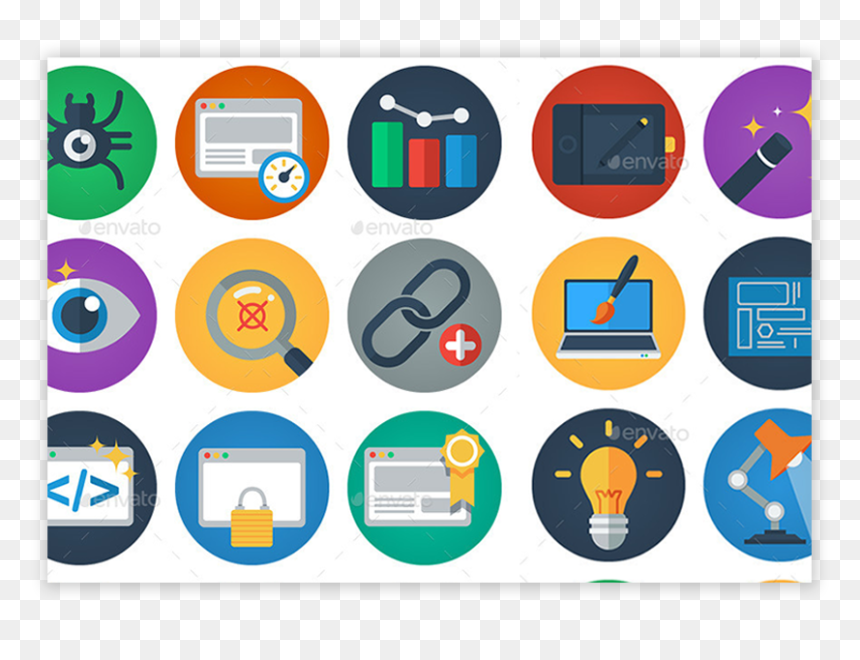 Flat Icons Set - Circle, HD Png Download - document icons png