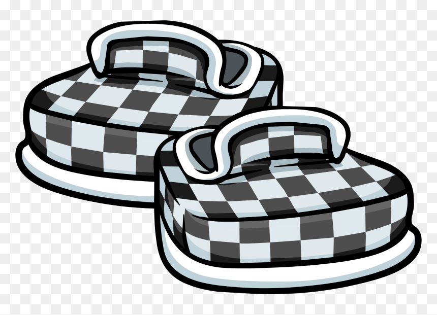 Black Checkered Shoes Club - Club Penguin Shoes, HD Png Download - checker pattern png