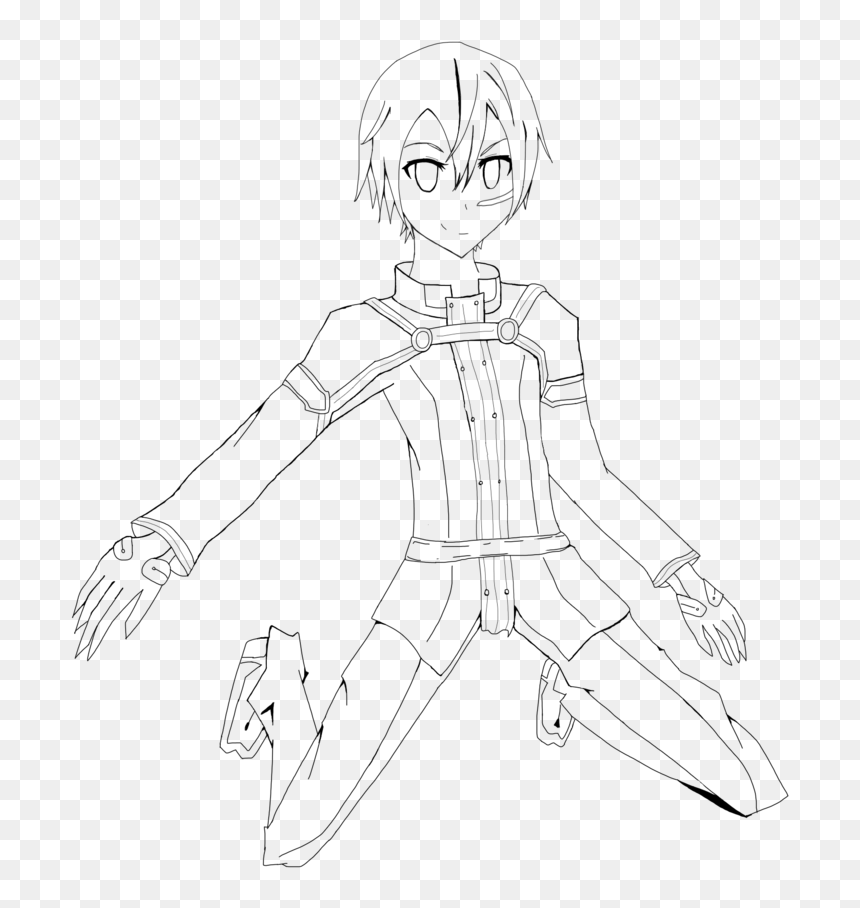 Line Art, HD Png Download - sword art online kirito png