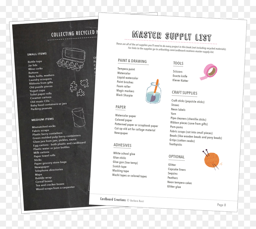 Master Supply Lists From Cardboard Creations By Barbara - Orange, HD Png Download - craft supplies png