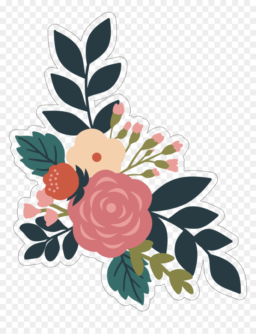Corner Flower Bunch Print & Cut File - Illustration, HD Png Download - floral corner png
