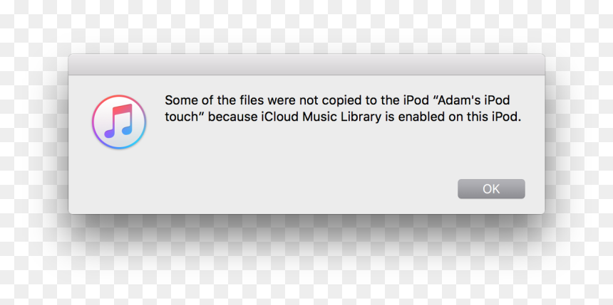Some Of The Files Were Not Copied To The Ipod "adam"s - Itunes, HD Png Download - rips png