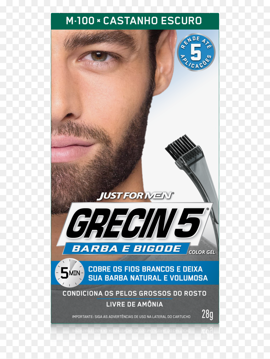Grecin 5 Barba E Bigode Castanho Escuro, HD Png Download - bigode png