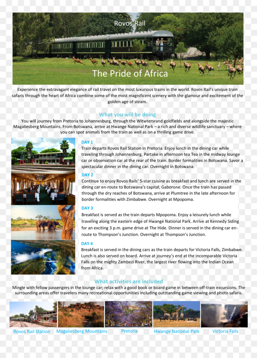 Rovos Rail The Pride Of Africa Experience The Extravagant, HD Png Download - trains png
