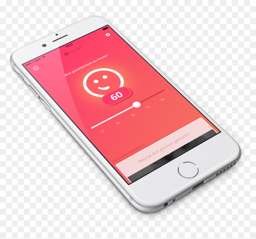 Mockup Of Happyme Ios App - Smartphone, HD Png Download - iphone wireframe png
