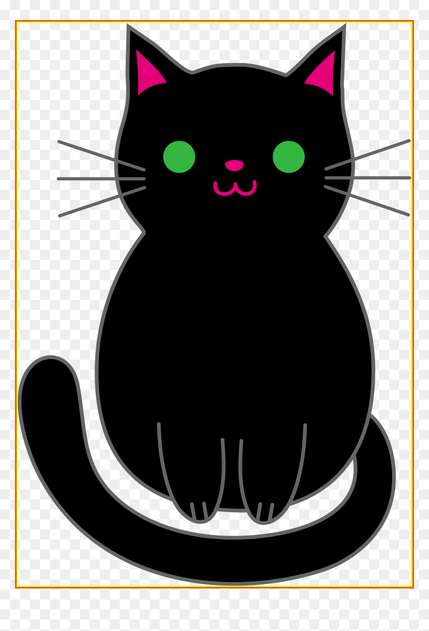 Mèo Hoạt Hình Cute, HD Png Download - black cat png